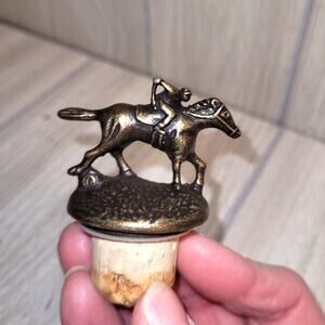 Whisky Cork Bottle Stopper Bronze Horse & Rider Blantons Bourbon